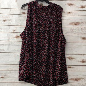 GUC - Torrid Red Floral Print Sleeveless Tank with Smocking Size 28